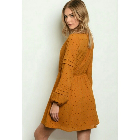 Long Sleeve Polka Dot Mini Dress - Picture 3 of 4